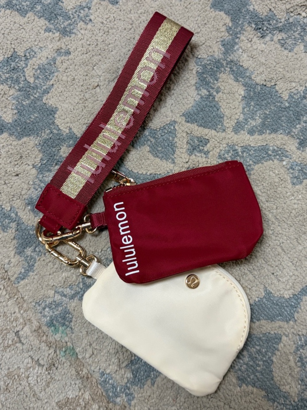 lululemon athletica Red and Cream Wristlet Duo with Branded Strap